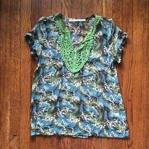 Floral patterned silk blouse